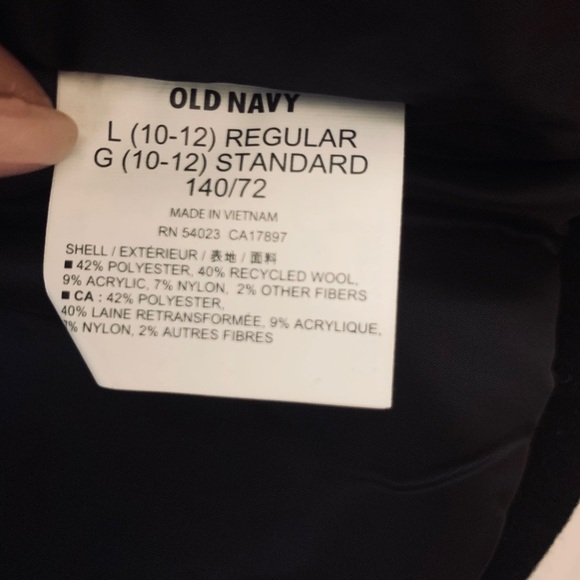 NWT Black Old Navy Wool Swing Coat With Button Closure Teen Girl's Size Large - Picture 4 of 4